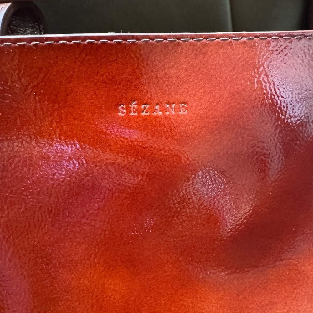 Sézane Red Mahogany The Tote Patent Leather Bag - Picture 6 of 9
